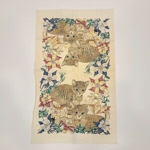 Vintage Mary Hopkins Cat Print Tapestry American Shorthair Tabby Cats 16 x 27